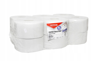 Toaletný papier OFFICE PRODUCTS Jumbo, 1-vrstvový, biely, 120m, 12 ks